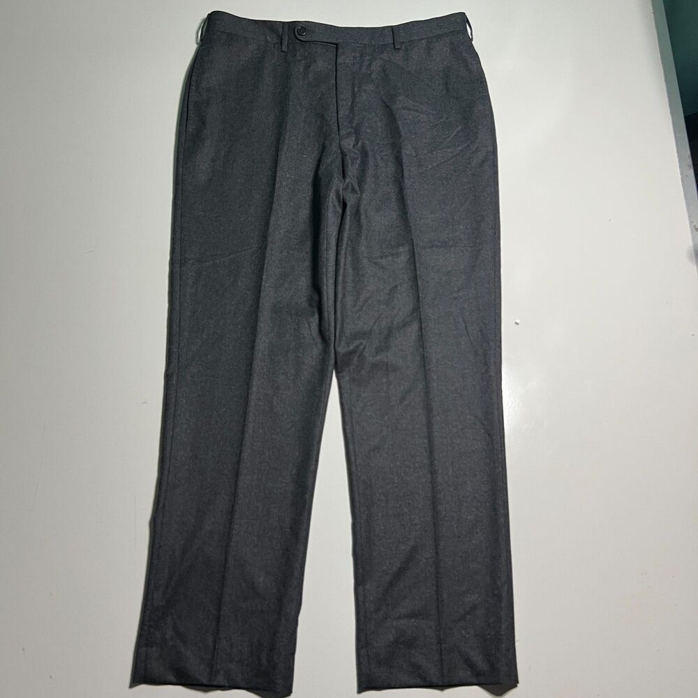 Sid Mashburn Gray Wool Straight Leg Men's Dress Pants Flat Front Sz 52 34x30